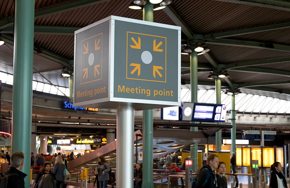ophaalprocedure Meeting point Schiphol airport LTC taxi
